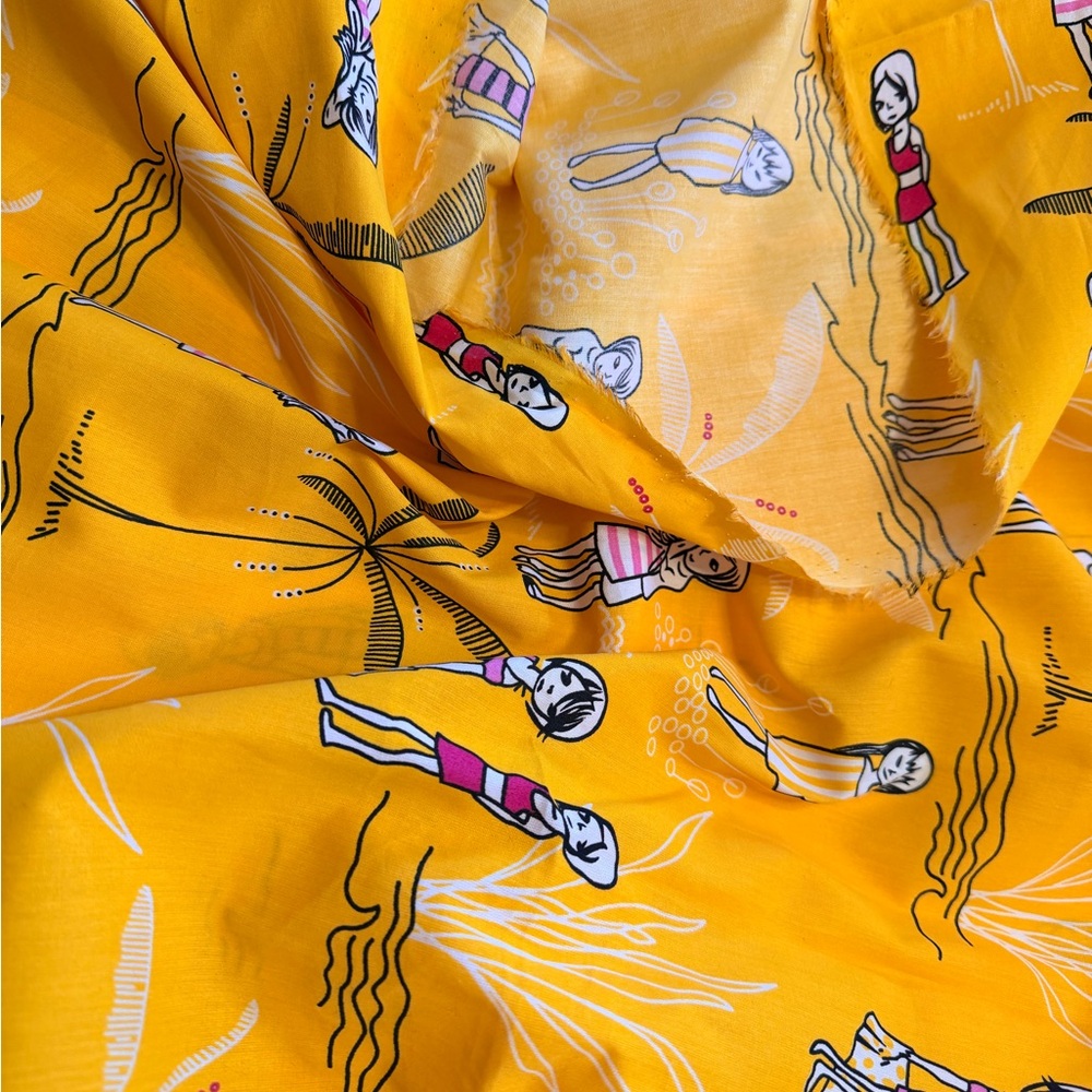 Less than $3 per Yard.
5.47 yards of Poplin Fabric/FunYellow Print/ 58” wide - Picture 2 of 2